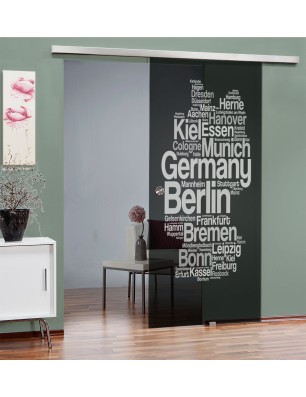 Glasschiebetür SLIM-LINE Germany Gelasert Auf Grauglas
