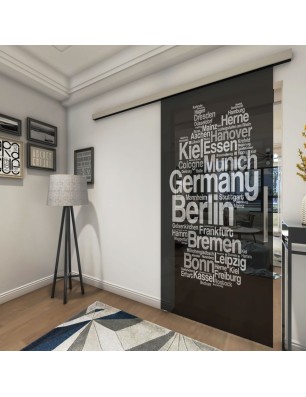 Glasschiebetür SLIM-LINE Germany Gelasert Auf Grauglas