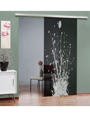 Glasschiebetür SLIM-LINE Splash Gelasert Auf Grauglas