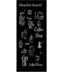 Glasschiebetür SLIM-LINE Coffee Shop Gelasert Auf Grauglas