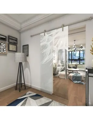 Glasschiebetür PIPE-LINE Pusteblume II Gelasert Auf Klarglas