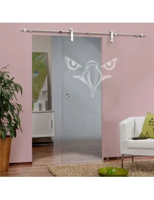 Glasschiebetür PIPE-LINE Eagle Eye Gelasert Auf Klarglas