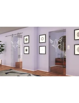 Glasschiebetür PIPE-LINE Eagle Eye Gelasert Auf Klarglas