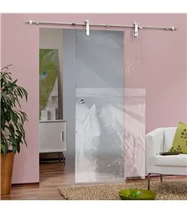 Glasschiebetür PIPE-LINE Steg III Gelasert Auf Klarglas