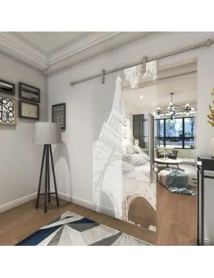 Glasschiebetür PIPE-LINE Eifelturm 3 Gelasert Auf Klarglas