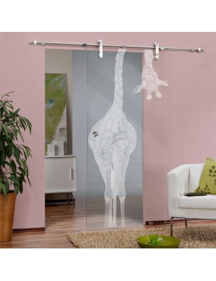 Glasschiebetür PIPE-LINE Giraffenhals Gelasert Auf Klarglas