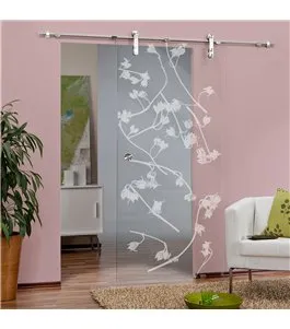 Glasschiebetür PIPE-LINE Äste Gelasert Auf Klarglas