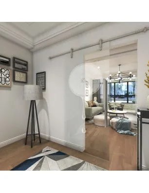 Glasschiebetür PIPE-LINE Orange Gelasert Auf Klarglas