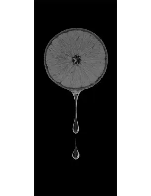 Glasschiebetür PIPE-LINE Orange Gelasert Auf Klarglas