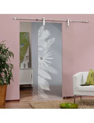 Glasschiebetür PIPE-LINE Tropical II Gelasert Auf Klarglas