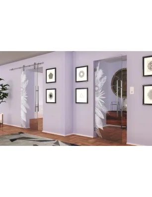 Glasschiebetür PIPE-LINE Tropical II Gelasert Auf Klarglas