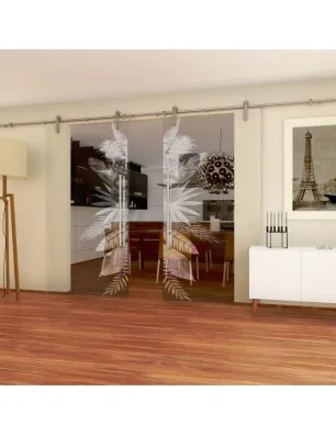 Glasschiebetür PIPE-LINE Tropical II Gelasert Auf Klarglas