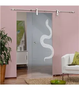 Glasschiebetür PIPE-LINE Snake Gelasert Auf Klarglas