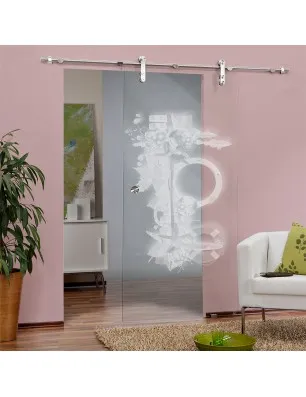 Glasschiebetür PIPE-LINE Meer Gelasert Auf Klarglas