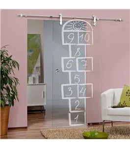 Glasschiebetür PIPE-LINE Hopscotch Gelasert Auf Klarglas