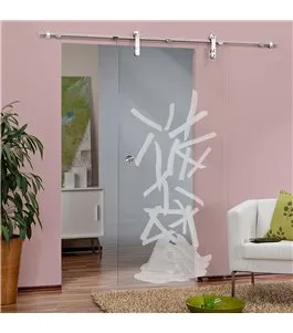 Glasschiebetür PIPE-LINE Pommes Gelasert Auf Klarglas