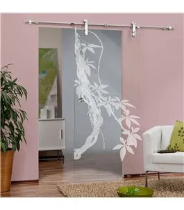 Glasschiebetür PIPE-LINE Ranke Gelasert Auf Klarglas