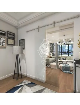 Glasschiebetür PIPE-LINE Abstrakt 8 Gelasert Auf Klarglas