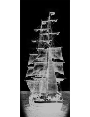 Glasschiebetür PIPE-LINE Segelschiff II Gelasert Auf Klarglas