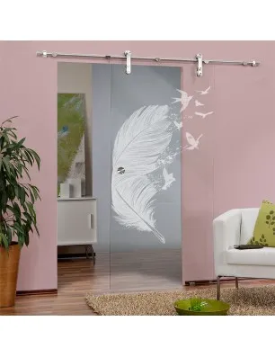 Glasschiebetür PIPE-LINE Phönix II Gelasert Auf Klarglas