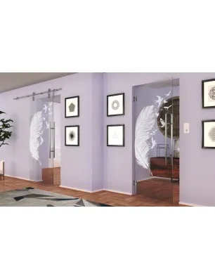 Glasschiebetür PIPE-LINE Phönix II Gelasert Auf Klarglas