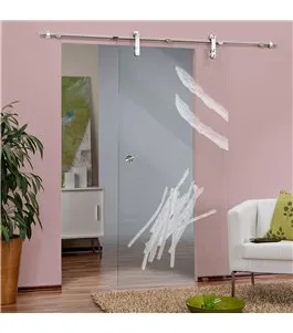 Glasschiebetür PIPE-LINE Spargel Gelasert Auf Klarglas