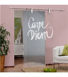 Glasschiebetür PIPE-LINE Carpe Diem Gelasert Auf Klarglas