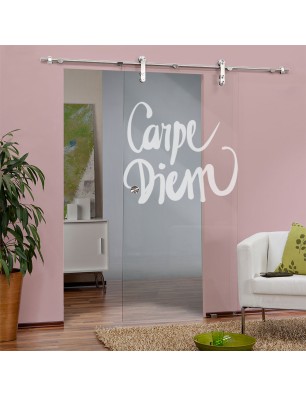 Glasschiebetür PIPE-LINE Carpe Diem Gelasert Auf Klarglas