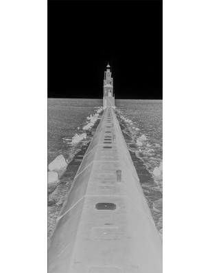 Glasschiebetür PIPE-LINE Wellenbrecher Gelasert Auf Klarglas