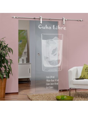 Glasschiebetür PIPE-LINE Cuba Libre Gelasert Auf Klarglas