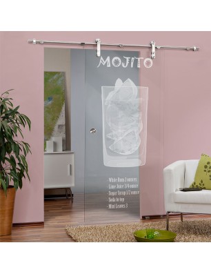 Glasschiebetür PIPE-LINE Mojito Gelasert Auf Klarglas