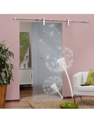 Glasschiebetür PIPE-LINE Pusteblume Gelasert Auf Klarglas