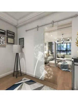 Glasschiebetür PIPE-LINE Pusteblume Gelasert Auf Klarglas