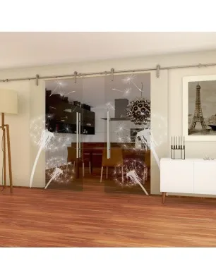 Glasschiebetür PIPE-LINE Pusteblume Gelasert Auf Klarglas