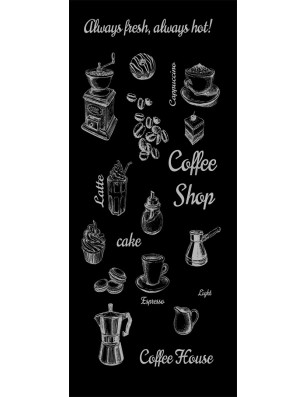 Glasschiebetür PIPE-LINE Coffee Shop Gelasert Auf Klarglas
