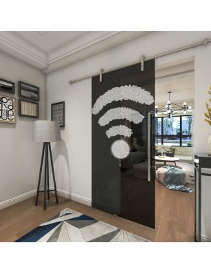 Glasschiebetür PIPE-LINE Kaffee - Wifi Gelasert Auf Grauglas
