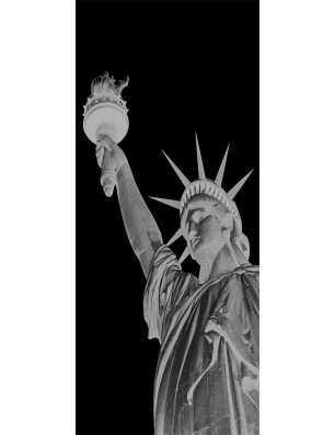 Glasschiebetür PIPE-LINE Freiheitsstatue Gelasert Auf Grauglas