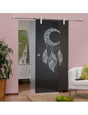 Glasschiebetür PIPE-LINE Dreamcatcher Gelasert Auf Grauglas