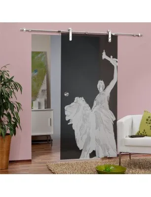 Glasschiebetür PIPE-LINE Rom Gelasert Auf Grauglas