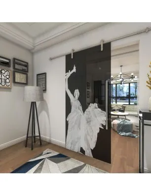 Glasschiebetür PIPE-LINE Rom Gelasert Auf Grauglas