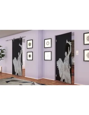 Glasschiebetür PIPE-LINE Rom Gelasert Auf Grauglas