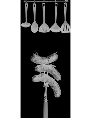 Glasschiebetür PIPE-LINE Kitchen Gelasert Auf Grauglas