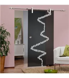 Glasschiebetür PIPE-LINE Kaffeebohnen Gelasert Auf Grauglas