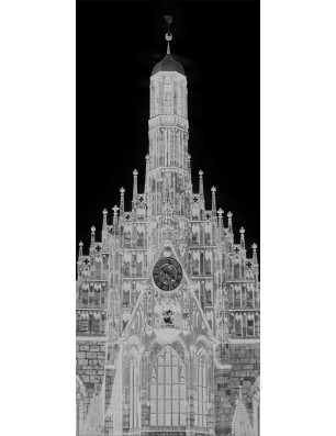 Glasschiebetür PIPE-LINE Frauenkirche Gelasert Auf Grauglas