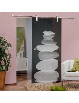 Glasschiebetür PIPE-LINE Wellness 2 Gelasert Auf Grauglas