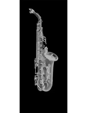 Glasschiebetür PIPE-LINE Saksofon Gelasert Auf Grauglas