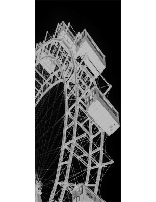 Glasschiebetür PIPE-LINE Riesenrad Gelasert Auf Grauglas
