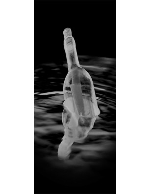 Glasschiebetür PIPE-LINE Nachricht Gelasert Auf Grauglas
