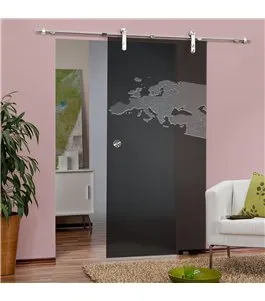 Glasschiebetür PIPE-LINE Europa Gelasert Auf Grauglas