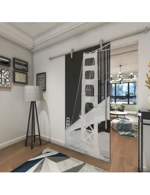 Glasschiebetür PIPE-LINE San Fransisco Gelasert Auf Grauglas